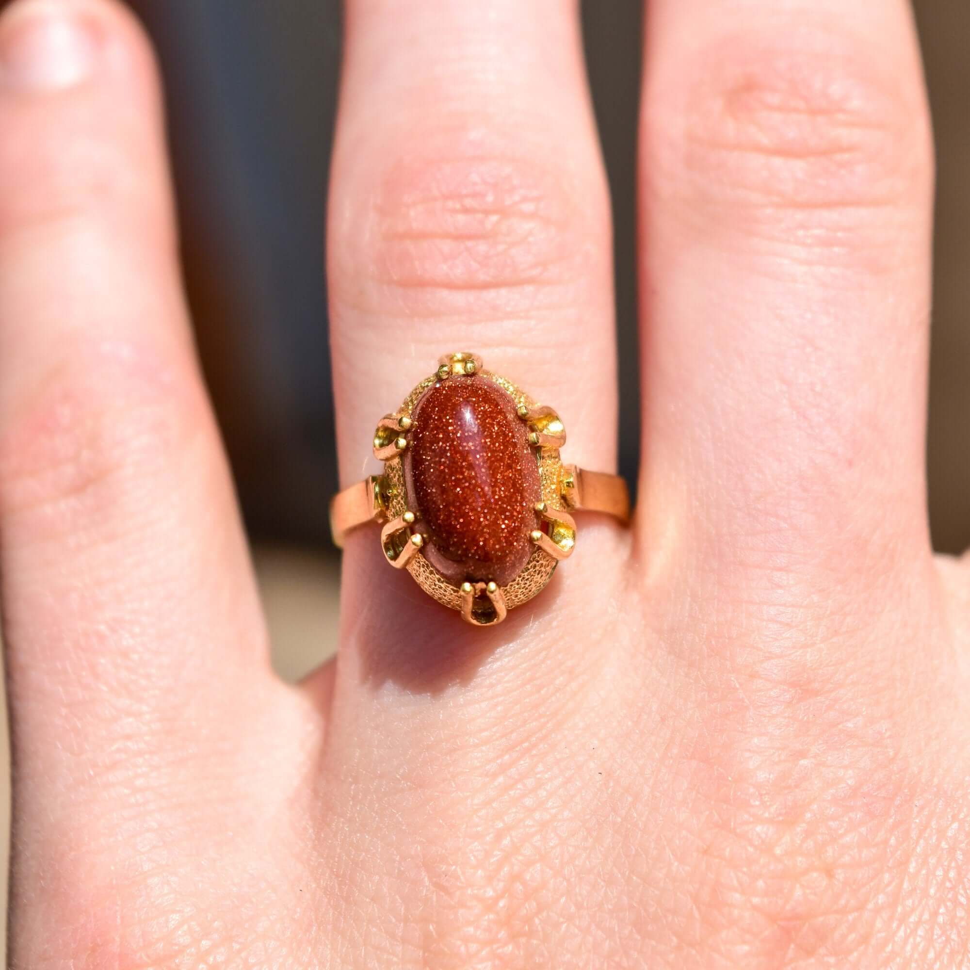 18K Orange Goldstone Cocktail Ring