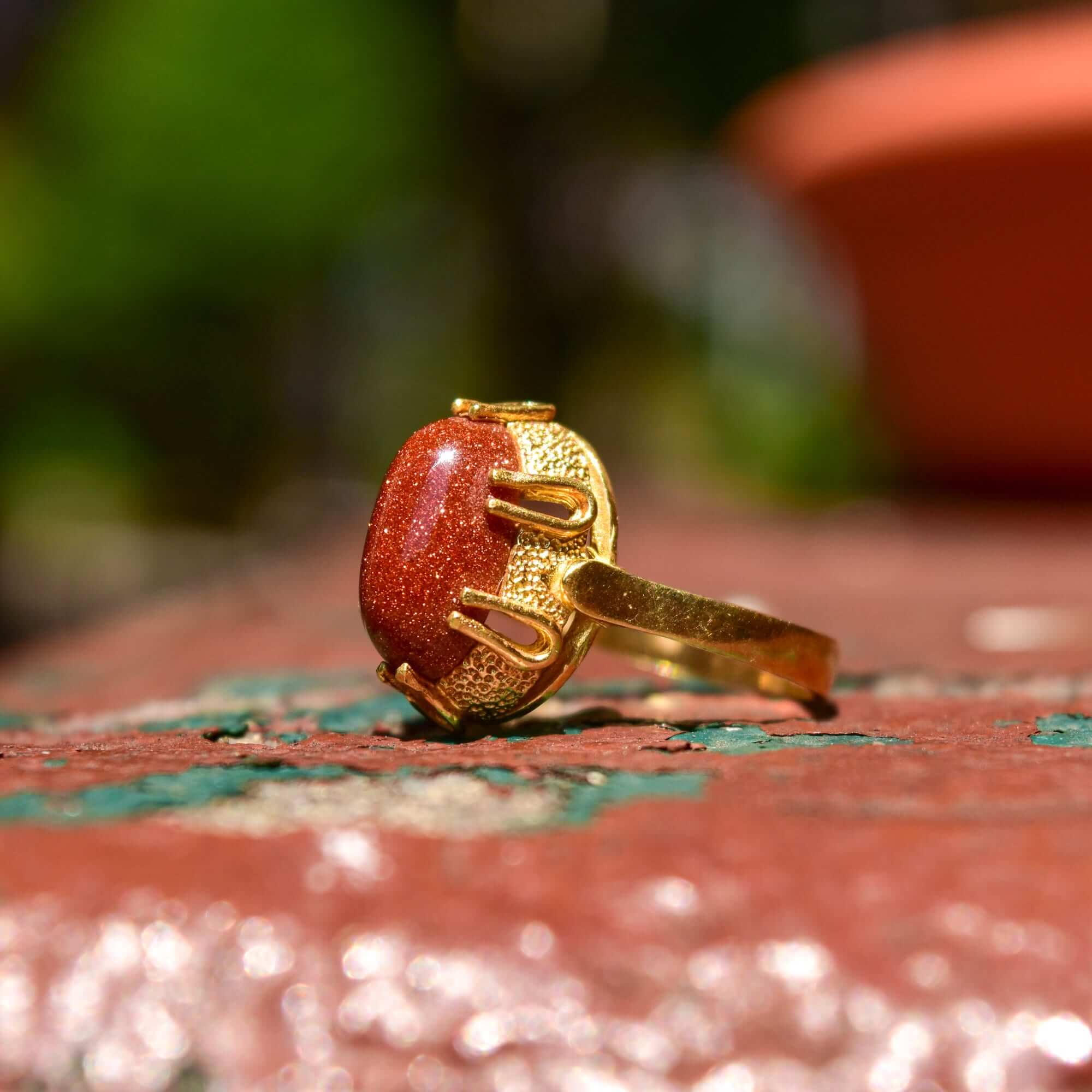 18K Orange Goldstone Cocktail Ring