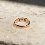 Victorian 14K Rose Gold Turquoise Seed Ring, 3-Stone Band Ring, Estate Jewelry, 7 US