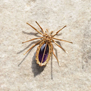 Art Deco 14K Diamond Encrusted Amethyst Spider Brooch