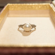 Elegant Sterling Silver Pearl Solitaire Ring, Art Nouveau Style, Estate Jewelry, 7 3/4 US