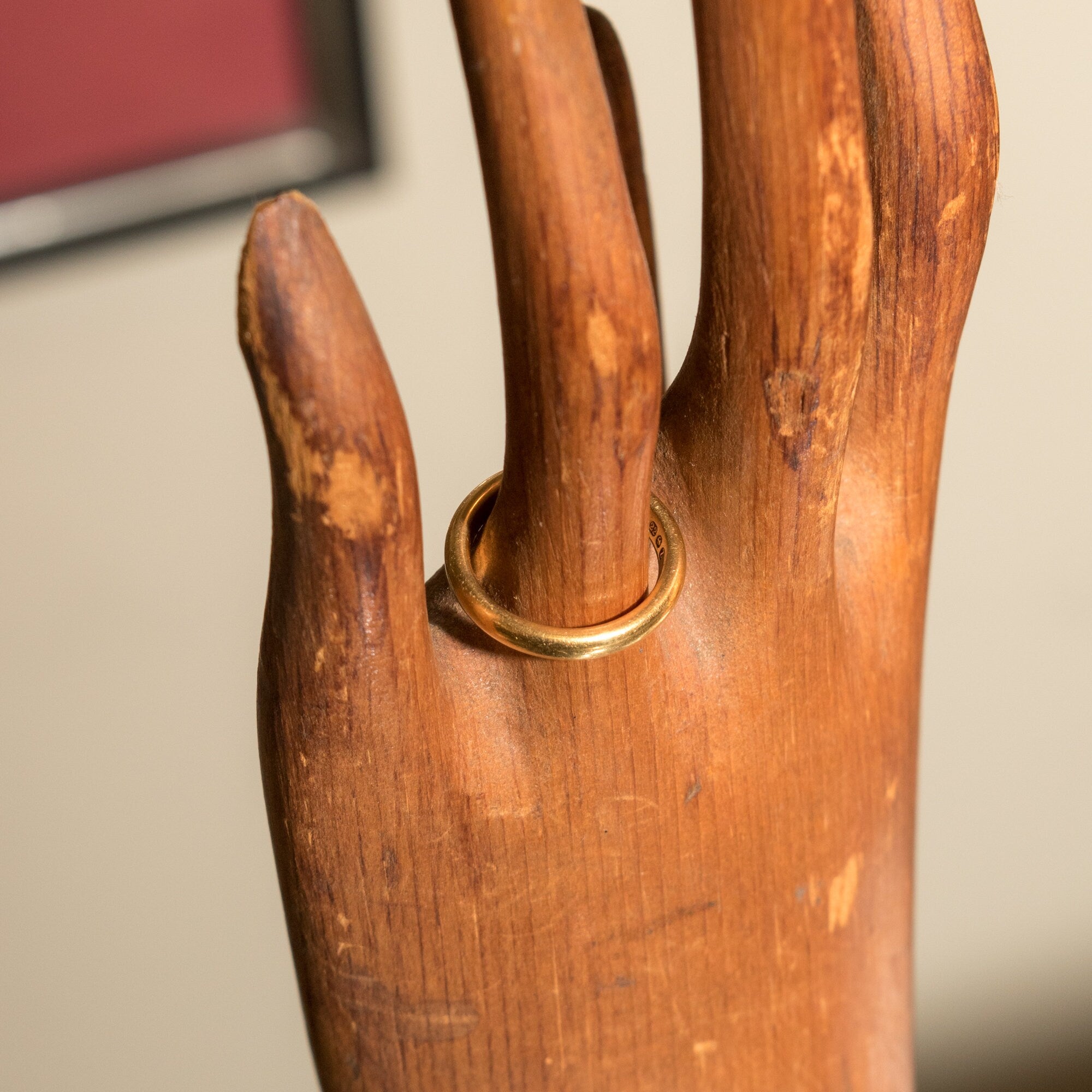 Antique 22K Wedding Band, Solid Yellow Gold, Birmingham Assay, Size 4 US