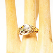 14K Enamel Order Of The Eastern Star Ring In Yellow Gold, F.A.T.A.L Women's Masonic Ring, Size 5 1/4 US