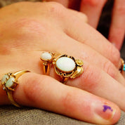 14K Yellow Gold Flower/Leaf Opal Ring
