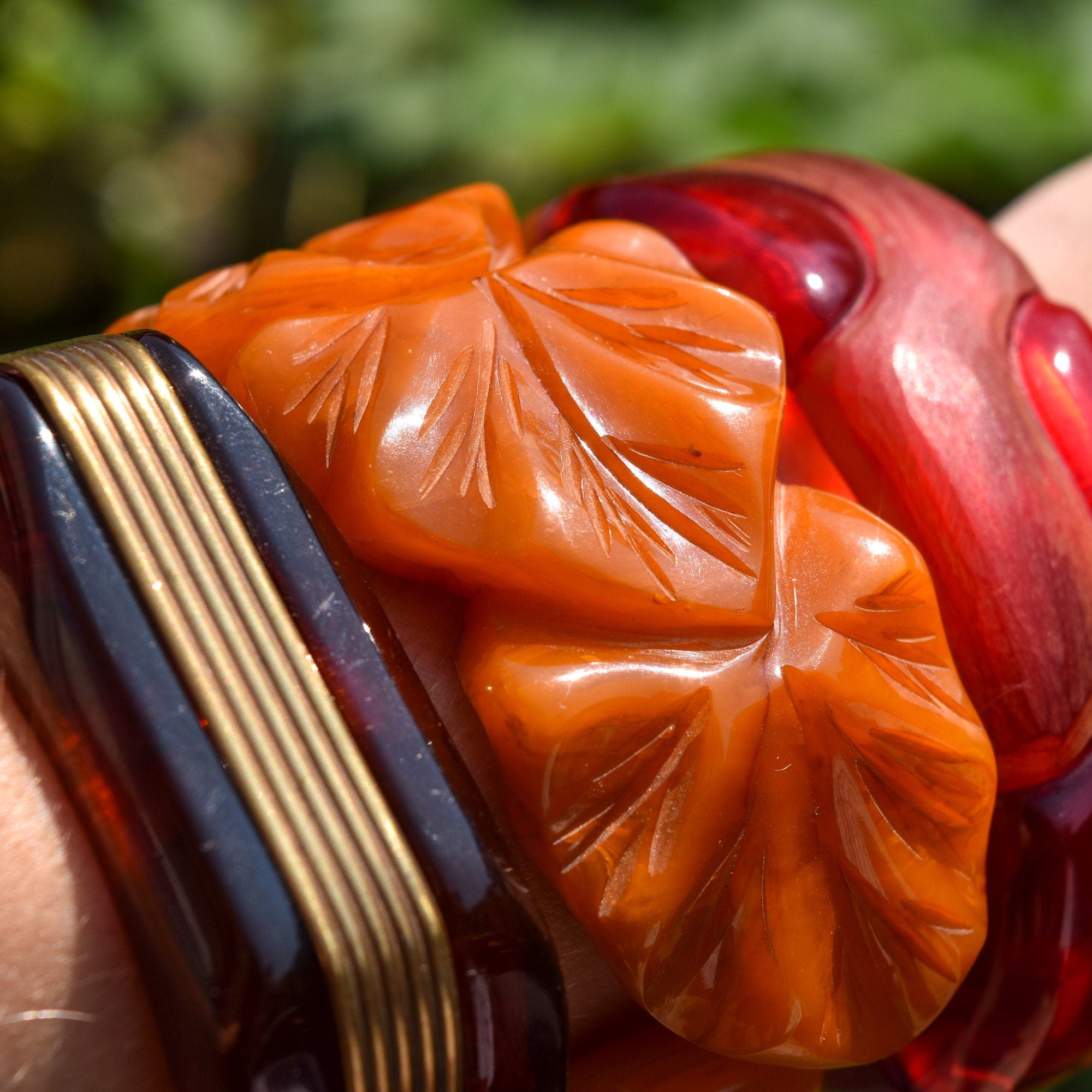 MCM Bakelite Clamper Cuffs, Unique Colorful Chunky Bracelets, Vintage Jewelry