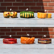 MCM Bakelite Clamper Cuffs, Unique Colorful Chunky Bracelets, Vintage Jewelry
