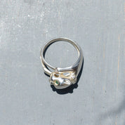 Sterling Silver Emerald Eyed Panther Ring W/ Diamond Collar, '925 NV', Vintage Jewelry, Size 7 US