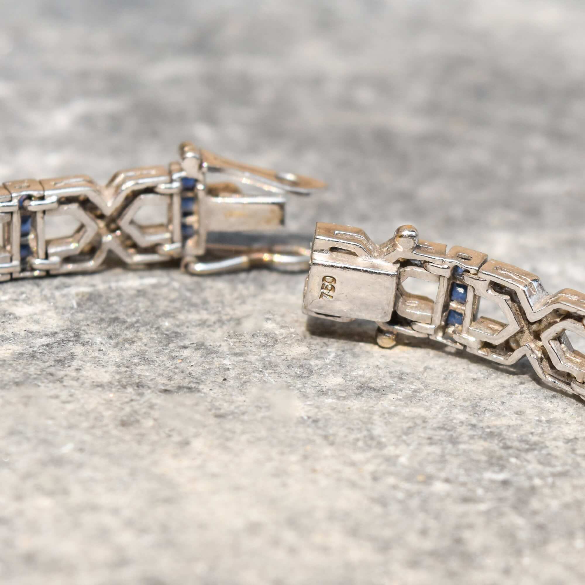 18K White Gold Diamond Sapphire Infinity Link Bracelet