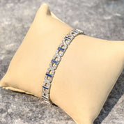 18K White Gold Diamond Sapphire Infinity Link Bracelet