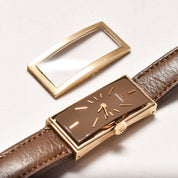 1970's Omega 14K Solid Yellow Gold Wristwatch, 17 Jewel Self-Winding, Vintage Men's Tank Watch