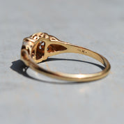 Art Deco 14K Two-Tone Diamond Engagement Ring, Scroll Motifs, Unisex Gold Ring, Estate Jewelry, , 7 1/2 US