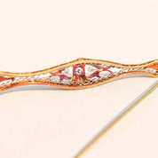 Edwardian 14K Platinum Filigree Diamond Seed Pearl Bar Pin, OEC Diamond, Estate Jewelry, 61mm