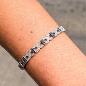 18K White Gold Diamond Sapphire Infinity Link Bracelet