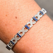 18K White Gold Diamond Sapphire Infinity Link Bracelet