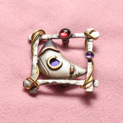 Signed Abstract Modernist Mixed-Media Brooch Pin, Brushed Silver, Gold & Copper Accents, Handmade Jewelry, 34mm