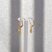 Cute Enamel Lotus Flower Leverback Earrings, Gold Plated Silver, Dainty Dangle Earrings, Estate Jewelry, 1 1/4" L