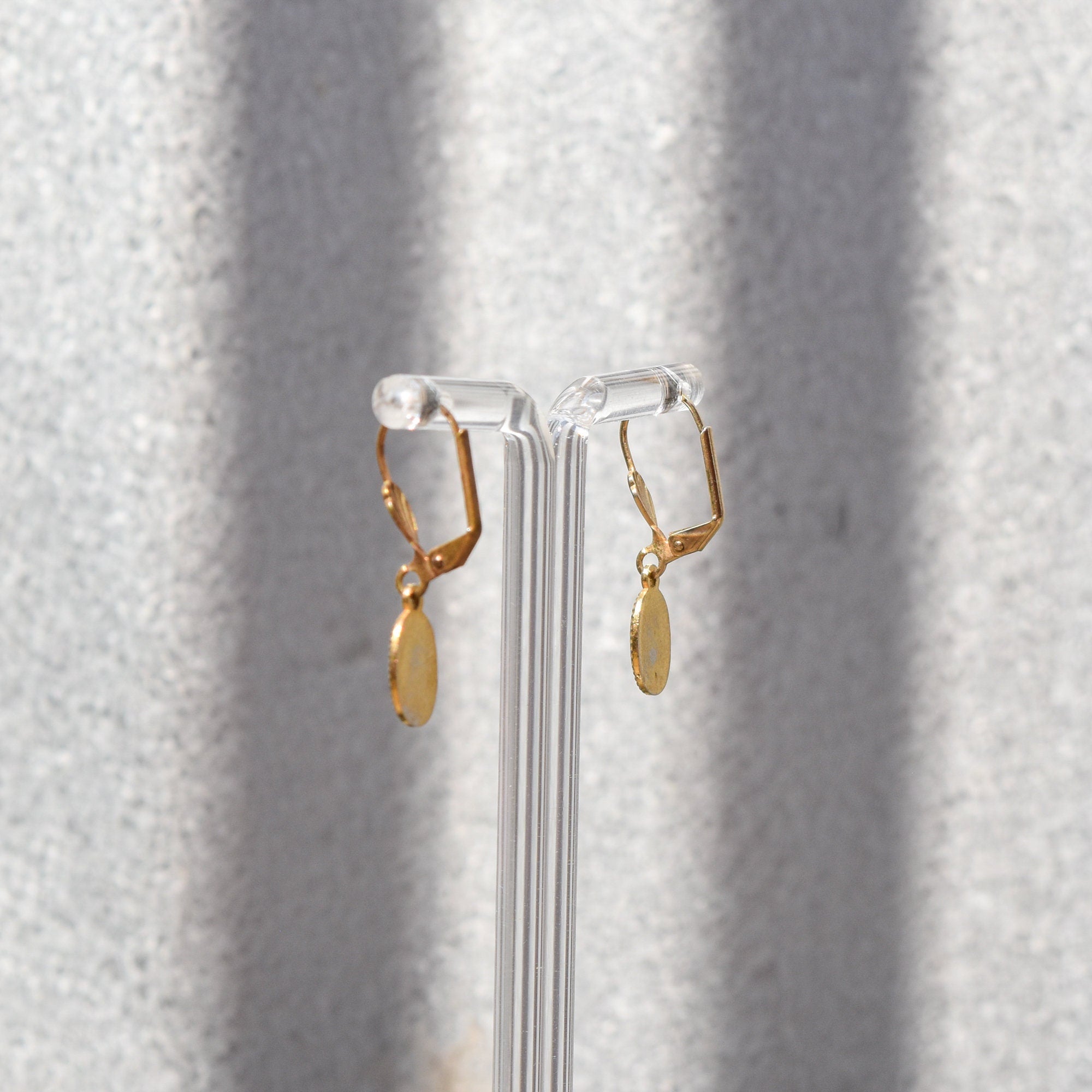 Cute Enamel Lotus Flower Leverback Earrings, Gold Plated Silver, Dainty Dangle Earrings, Estate Jewelry, 1 1/4" L