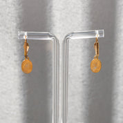 Cute Enamel Lotus Flower Leverback Earrings, Gold Plated Silver, Dainty Dangle Earrings, Estate Jewelry, 1 1/4" L