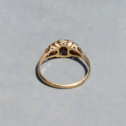 Art Deco 14K Two-Tone Diamond Engagement Ring, Scroll Motifs, Unisex Gold Ring, Estate Jewelry, , 7 1/2 US