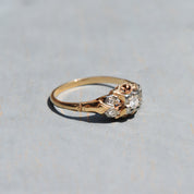 Art Deco 14K Two-Tone Diamond Engagement Ring, Scroll Motifs, Unisex Gold Ring, Estate Jewelry, , 7 1/2 US