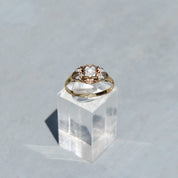 Art Deco 14K Two-Tone Diamond Engagement Ring, Scroll Motifs, Unisex Gold Ring, Estate Jewelry, , 7 1/2 US