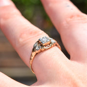 Art Deco 14K Two-Tone Diamond Engagement Ring, Scroll Motifs, Unisex Gold Ring, Estate Jewelry, , 7 1/2 US