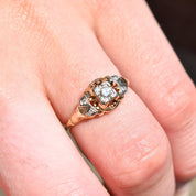Art Deco 14K Two-Tone Diamond Engagement Ring, Scroll Motifs, Unisex Gold Ring, Estate Jewelry, , 7 1/2 US