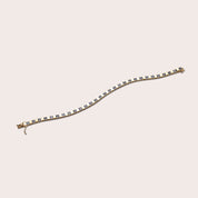 Modernist 10K Yellow Gold Sapphire Link Bracelet, Sleek Square Link BraceletK, Estate Jewelry, 7 1/2" L