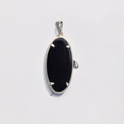 Art Deco Revival Sterling Silver Black Onyx Marcasite Flapper Pendant, Estate Jewelry, 2 1/8" L
