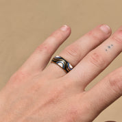 Abstract Cloisonn Enamel Band Ring, Wavy Pattern, Stacking Ring, Estate Jewelry, Size 7 1/2 US