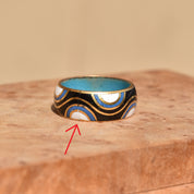 Abstract Cloisonn Enamel Band Ring, Wavy Pattern, Stacking Ring, Estate Jewelry, Size 7 1/2 US