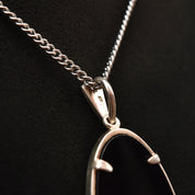 Art Deco Revival Sterling Silver Black Onyx Marcasite Flapper Pendant, Estate Jewelry, 2 1/8" L