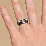 Abstract Cloisonn Enamel Band Ring, Wavy Pattern, Stacking Ring, Estate Jewelry, Size 7 1/2 US