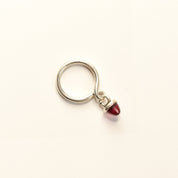 Cute Sterling Silver Red Sugarloaf Dangle Ring, Stacking Charm Ring, Vintage Jewelry, Size 6 US