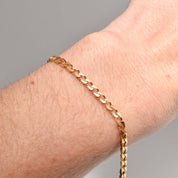 Italian 14K Curb Link Bracelet, Solid 3.5mm Yellow Gold Chain, Men's Jewelry, Estate Jewelry, 8" L