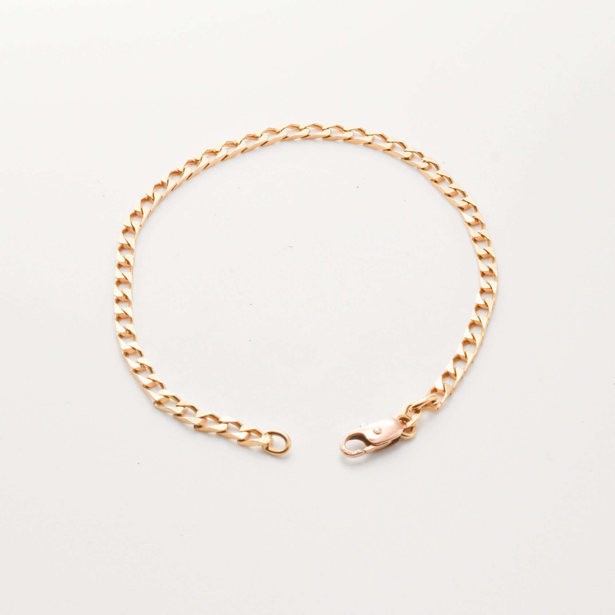 Italian 14K Curb Link Bracelet, Solid 3.5mm Yellow Gold Chain, Men's Jewelry, Estate Jewelry, 8" L
