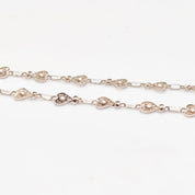 Antique French Sterling Silver Heart Filigree Necklace With Polished Heart Harmony Ball Pendant, 28.75" L