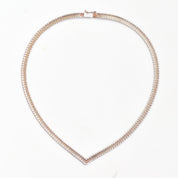 Italian Sterling Silver Chevron Omega Necklace, Modernist V-Shaped Choker, Estate Jewelry, 15.75"