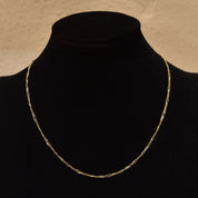 Italian Figaro Chain In 14K Yellow Gold, 2mm Solid Gold Link Necklace, Estate Jewelry, 15 3/4"