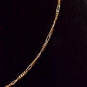 Italian Figaro Chain In 14K Yellow Gold, 2mm Solid Gold Link Necklace, Estate Jewelry, 15 3/4"