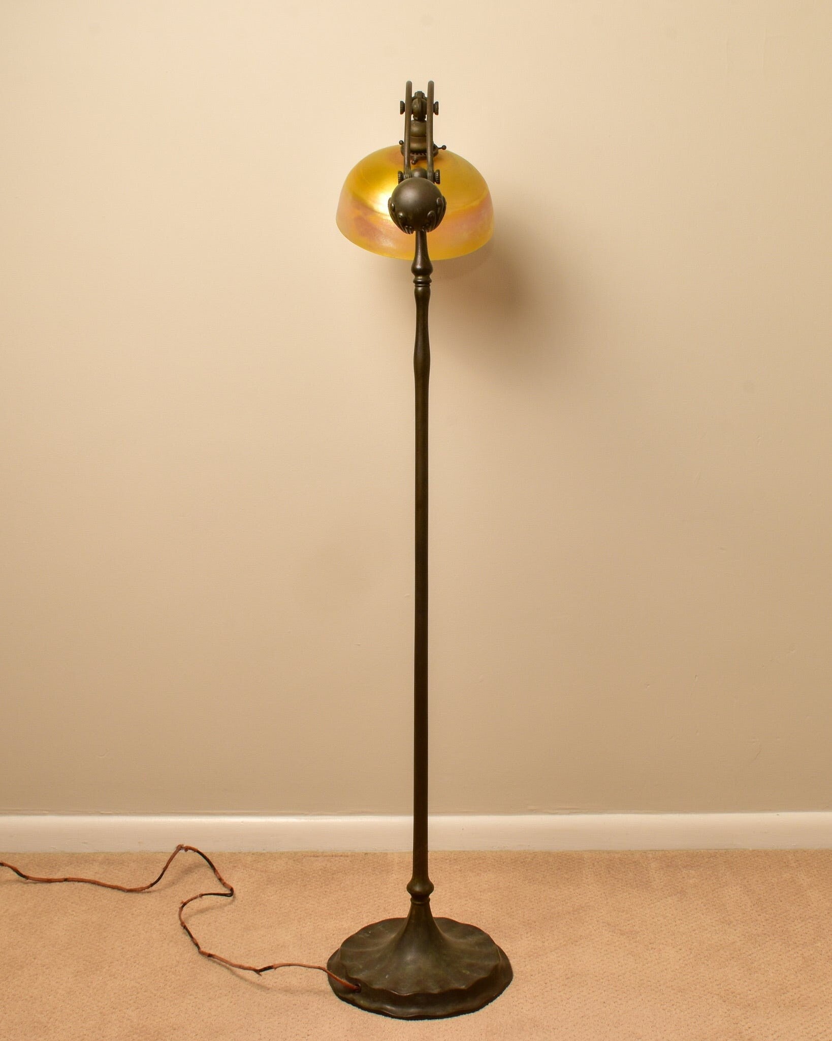 Antique L.C.T. TIFFANY STUDIOS New York Favrile Counterbalance Floor Lamp, Working Condition,