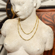 Solid 18K Yellow Gold Figaro Chain, 3mm Alternating Links, Unisex Gold Chain, Estate Jewelry, 23 3/4" L