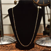 Solid 18K Yellow Gold Figaro Chain, 3mm Alternating Links, Unisex Gold Chain, Estate Jewelry, 23 3/4" L