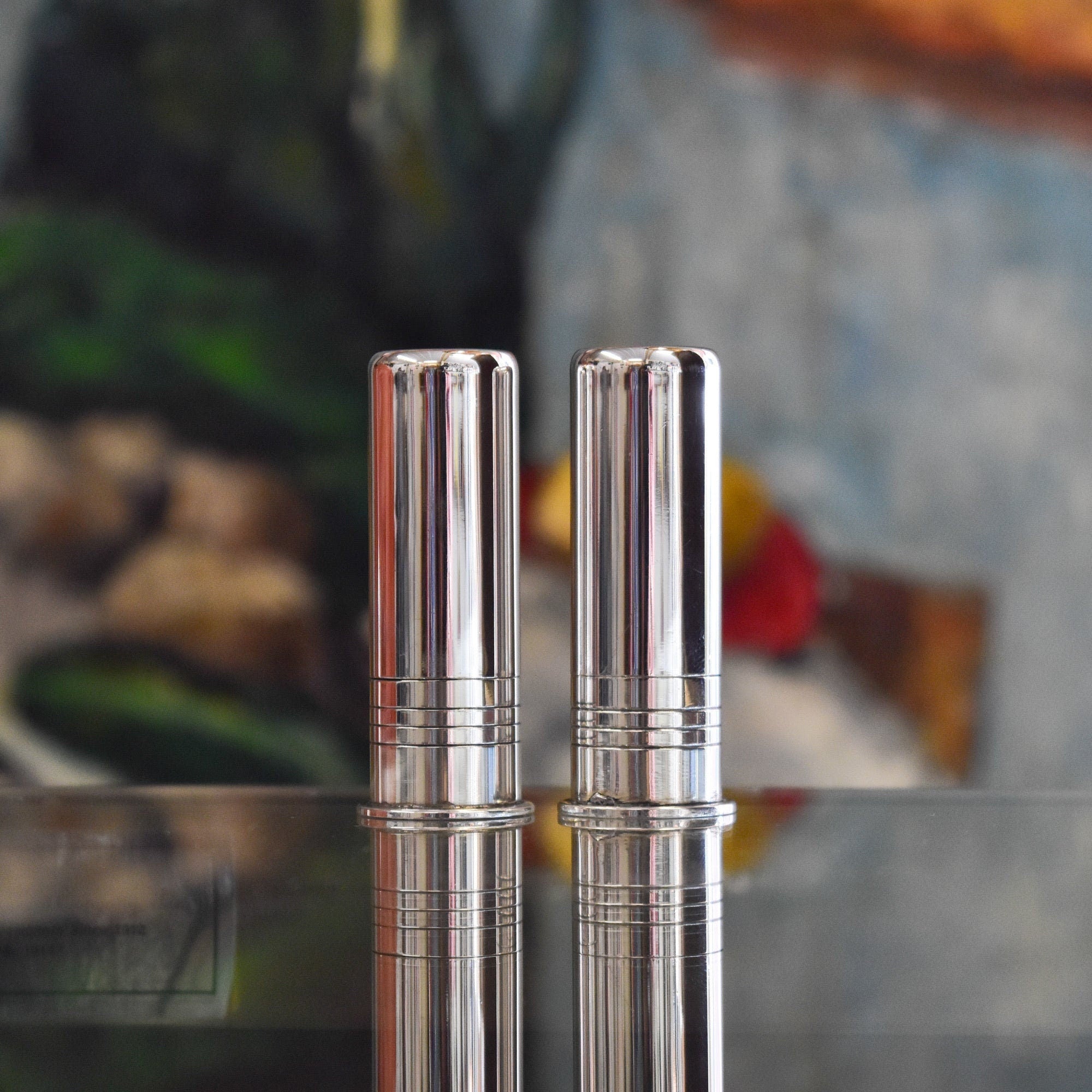 1930's Abercrombie & Fitch Sterling Silver Shotshell Salt And Pepper Shaker Set, 6cm