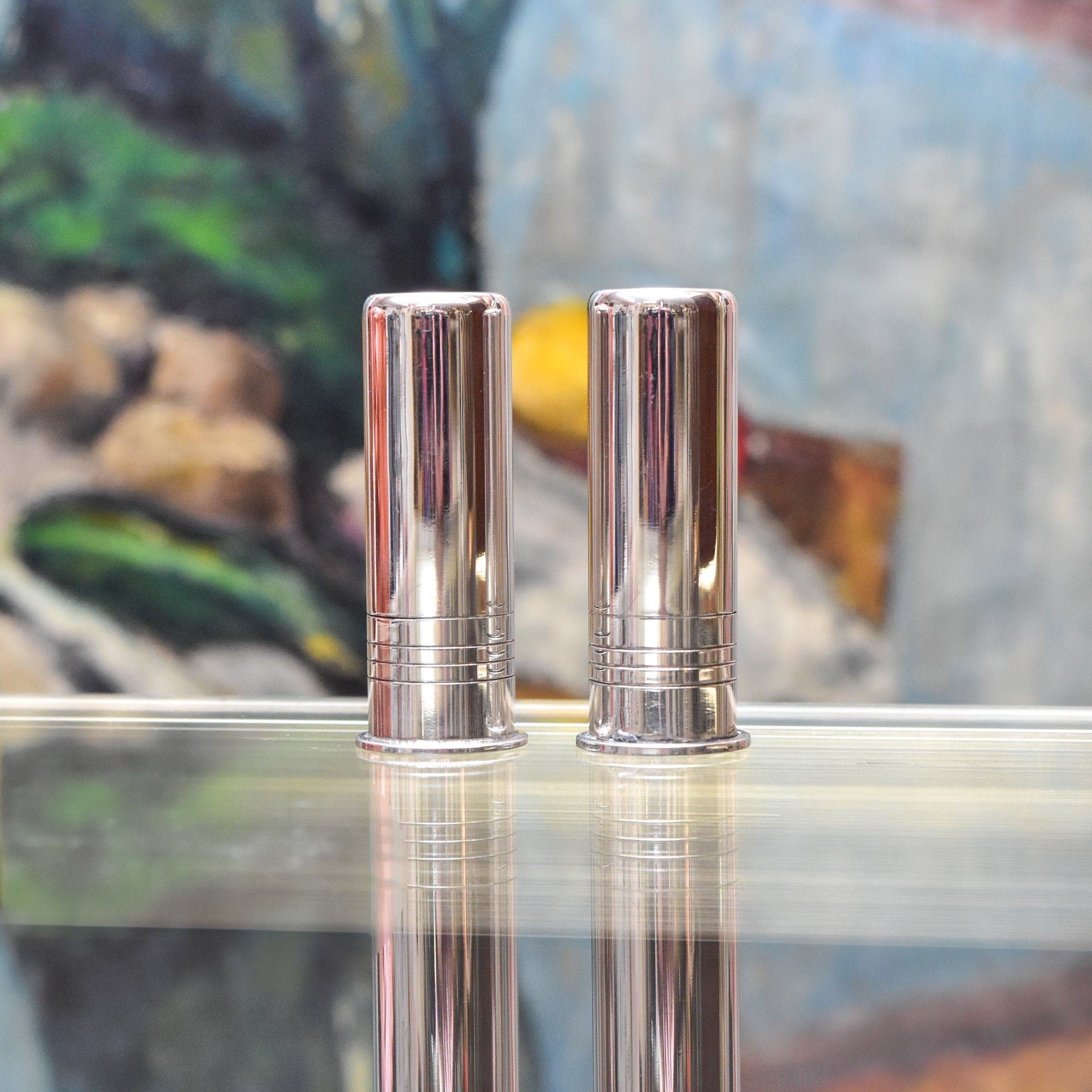 1930's Abercrombie & Fitch Sterling Silver Shotshell Salt And Pepper Shaker Set, 6cm