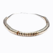 Modernist Heavy Sterling Silver Navajo Pearl Necklace, Saucer-Beads, Native American Jewelry, 23 3/4" L