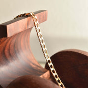 Italian 14K Curb Link Bracelet, Solid 3.5mm Yellow Gold Chain, Men's Jewelry, Estate Jewelry, 8" L