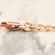 Italian 14K Curb Link Bracelet, Solid 3.5mm Yellow Gold Chain, Men's Jewelry, Estate Jewelry, 8" L