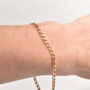 Italian 14K Curb Link Bracelet, Solid 3.5mm Yellow Gold Chain, Men's Jewelry, Estate Jewelry, 8" L