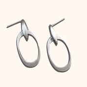 Industrial Sterling Silver Chain Link Earrings, Chunky Modernist Dangle Earrings, 4.5cm